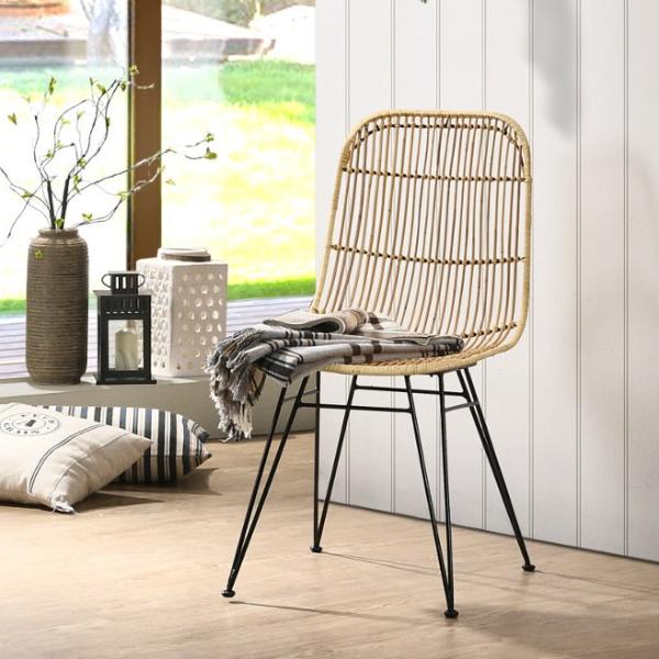 Espresso rattan dining chair, Natural