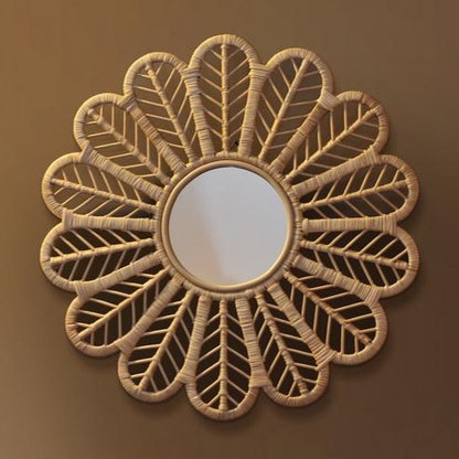 PETAL Rattan Round Mirror